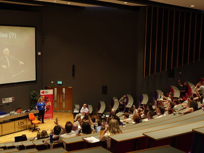 Conference in lecture theatre